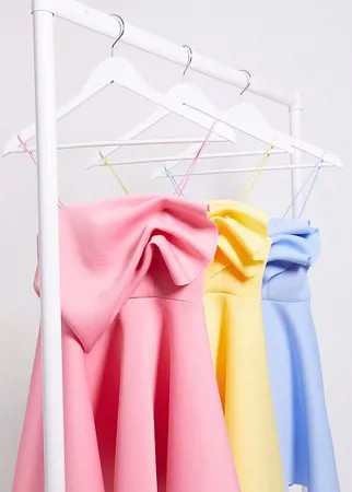 Розовое короткое приталенное платье на бретельках со сборкой эксклюзивно для ASOS DESIGN Petite-Розовый цвет