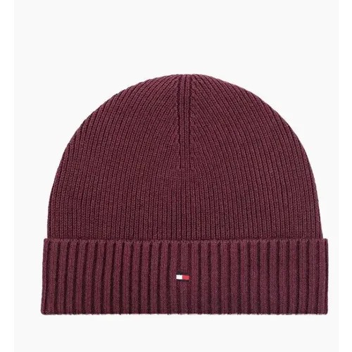 Шапка бини Tommy, демисезон/зима, шерсть, хлопок, размер OneSize, бордовый
