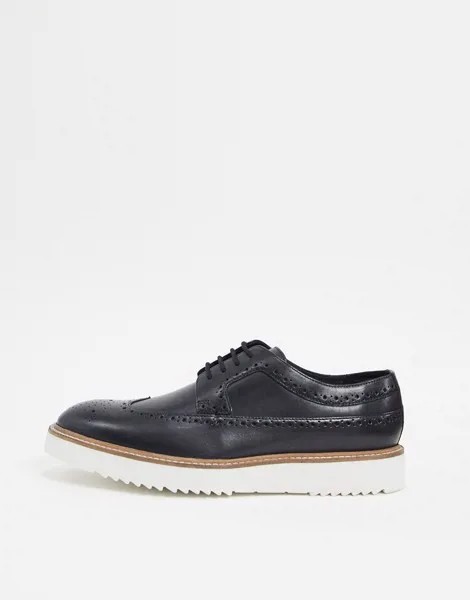 Черные броги из нубука Clarks-Черный