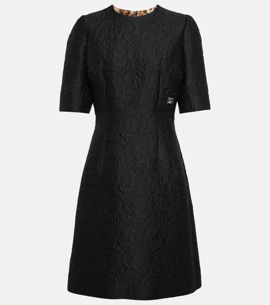 Жаккардовое платье миди с цветочным принтом DOLCE&GABBANA, черный