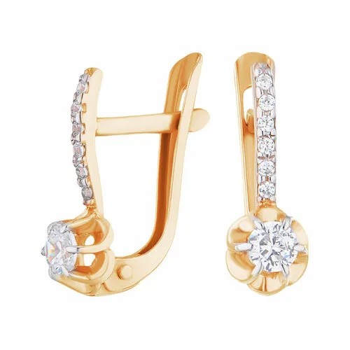 Серьги Ювелир Карат 1127572, красное золото, 585 проба, фианит