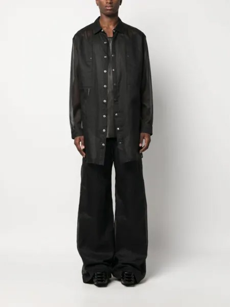 Rick Owens полупрозрачная рубашка Jumbo Fogpocket, черный