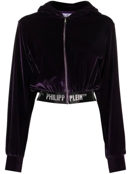 Philipp Plein велюровое худи с логотипом, фиолетовый