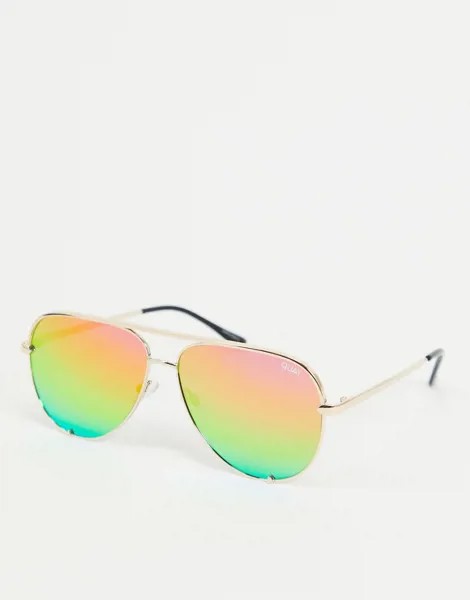 Солнцезащитные очки-авиаторы с радужными стеклами Quay Australia High Key-Золотой