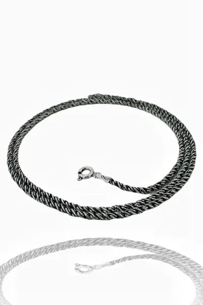 Окисленное мужское ожерелье из серебра 925 пробы, моделирование из Бирмы, 60 см, 12 г