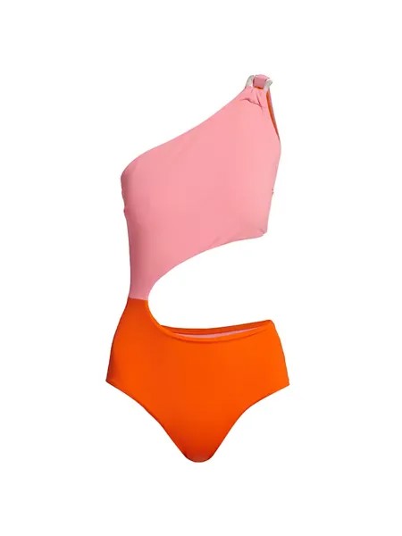 Двухцветный цельный купальник Tropea с вырезом Silvia Tcherassi, цвет pink orange