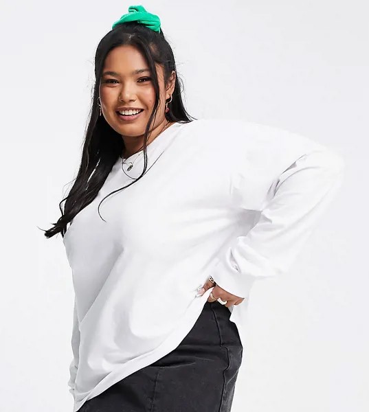 Белый oversized-лонгслив ASOS DESIGN Curve