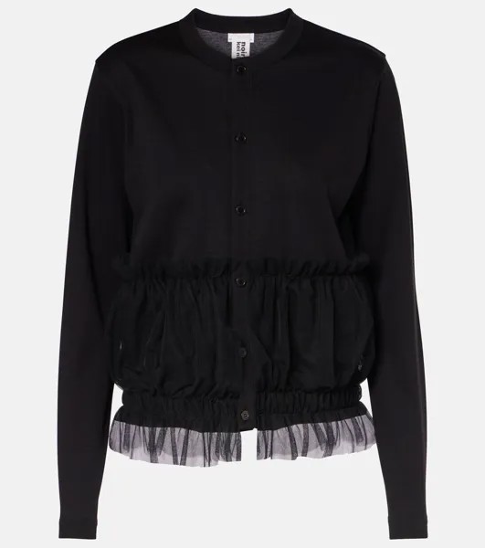 Кардиган из хлопка с оборками Noir Kei Ninomiya, черный