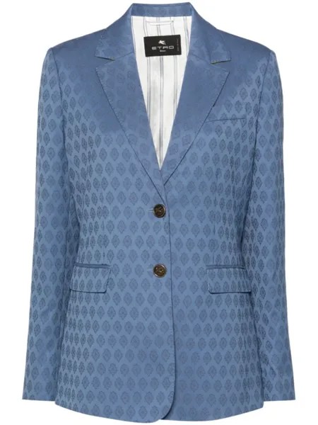 ETRO шерстяной пиджак с жаккардовым узором, синий