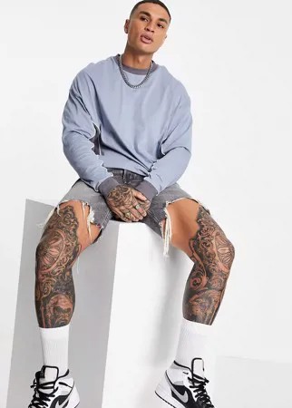 Oversized-лонгслив в стиле колор-блок с серыми вставками ASOS DESIGN-Разноцветный
