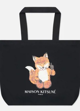 Сумка шоппер женская Maison Kitsune All Right Fox Classic Tote чёрная