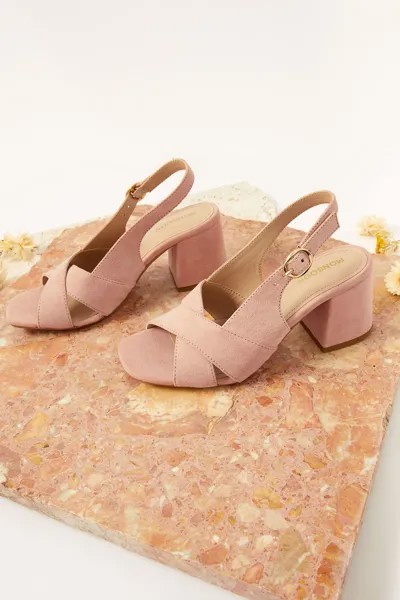 Розовые замшевые туфли на каблуке с перекрестными ремешками Monsoon, розовый