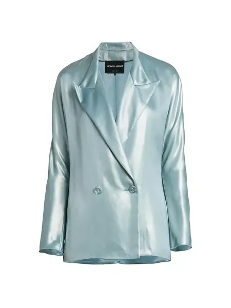 Свободный пиджак из ламинированного атласа Giorgio Armani, цвет silver cloud