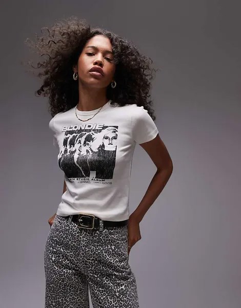 Topshop — короткая и узкая футболка с лицензионной графикой Blondie