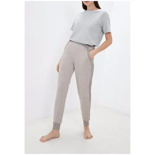 Меланжевые домашние брюки Deseo, цвет бежевый меланж, размер XXS