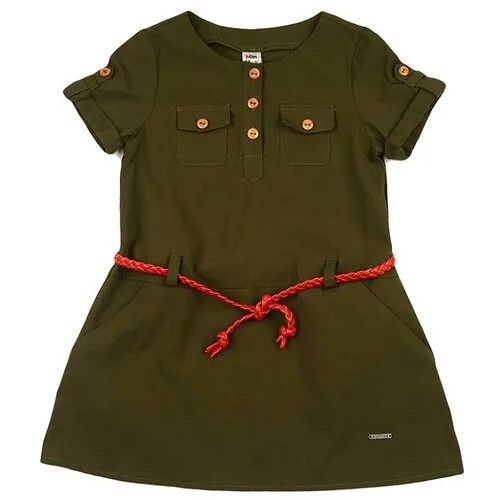 Платье Mini Maxi, хлопок, размер 104, зеленый, хаки