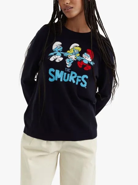 Джемпер Smurfs Gang Wool 7 из смесового кашемира Chinti & Parker, темно-синий/мульти