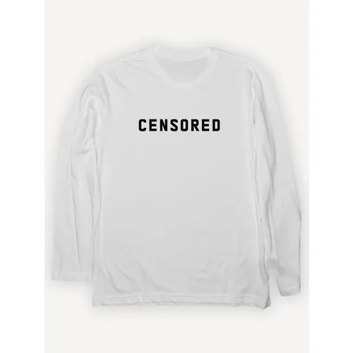 Лонгслив PRINTHAN Лонгслив с принтом CENSORED унисекс, белый, хлопок, размер XL (52), белый