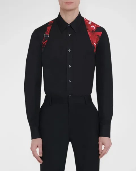 Мужская спортивная рубашка с контрастной лямкой Alexander McQueen, цвет Black