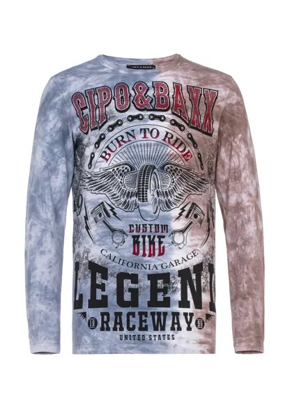 Лонгслив Cipo & Baxx Langarmshirt, цвет BROWN BLUE