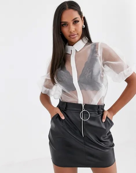 Белая рубашка с пышными рукавами Missguided-Белый