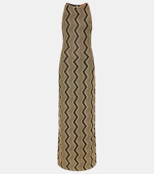 Длинное платье из ламе с узором «зигзаг» Missoni, цвет black and gold