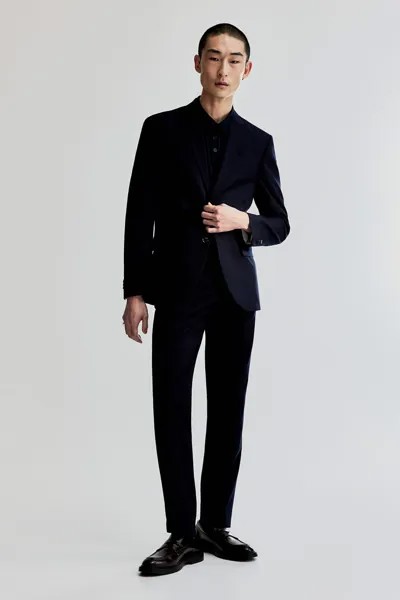 Брюки slim fit suit H&M, синий