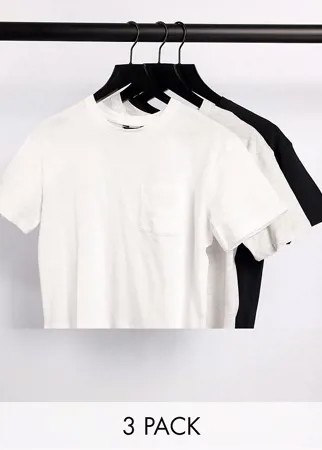 Набор из 3 футболок свободного кроя New Look-Черный цвет
