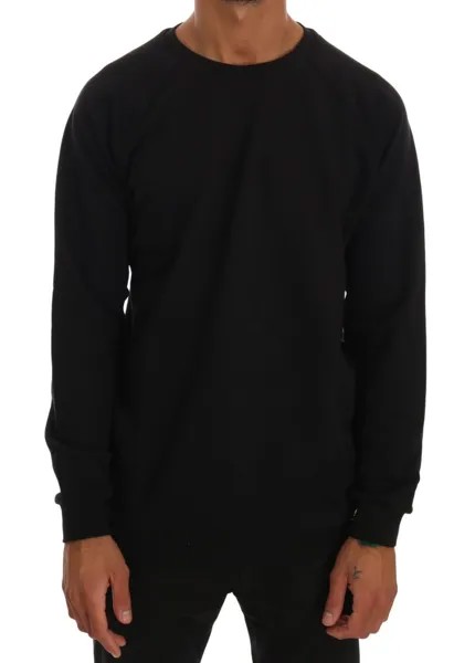 DANIELE ALESSANDRINI Свитер Черный хлопковый пуловер с круглым вырезом s. Рекомендованная розничная цена XXL 180 долларов США.
