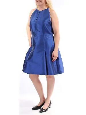 PHILOSOPHY Женское голубое вечернее платье длиной до колена с вырезом-кольцом Размер: 18