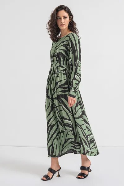 Джинсовое длинное платье с вырезом Only, зеленый