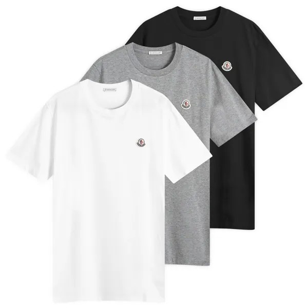 Футболка Moncler Logo T-Shirt - 3 шт, цвет Black, White & Grey