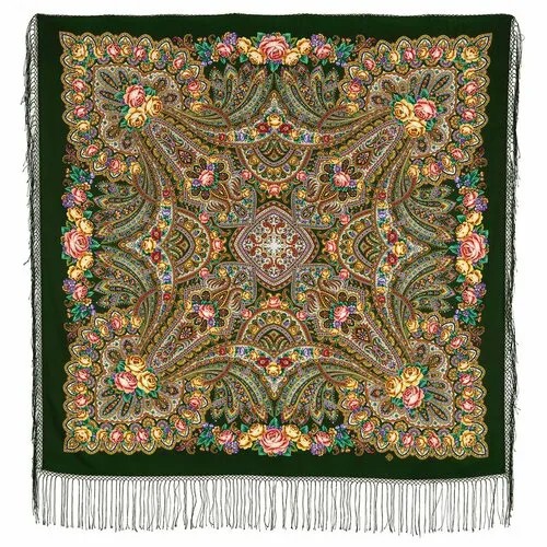 Платок Павловопосадская платочная мануфактура,135х135 см, розовый, оранжевый