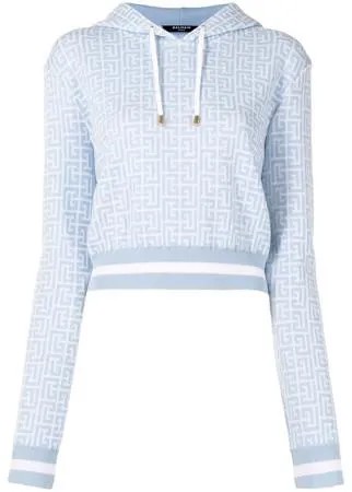 Balmain укороченное худи с монограммой