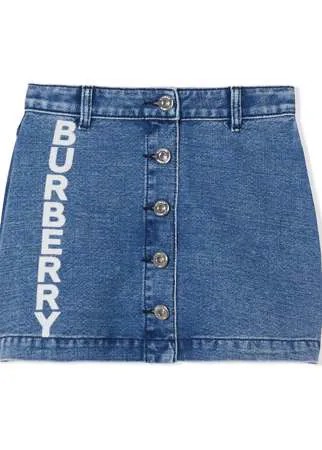 Burberry Kids джинсовая юбка с логотипом