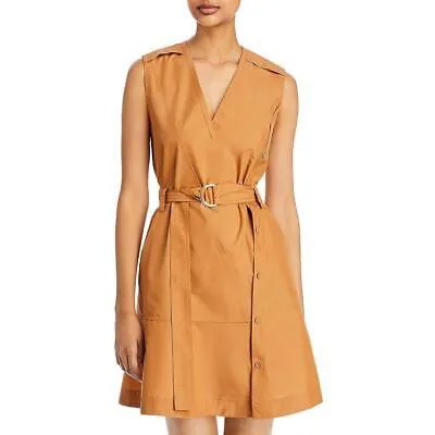 Женское коричневое поплиновое платье-рубашка до колена с v-образным вырезом 3.1 Phillip Lim 2 BHFO 3426