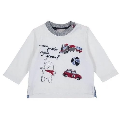Лонгслив Chicco, принт Игрушки, для мальчиков, размер 080, цвет белый