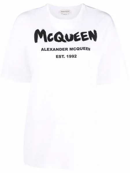 Alexander McQueen футболка с логотипом и принтом граффити