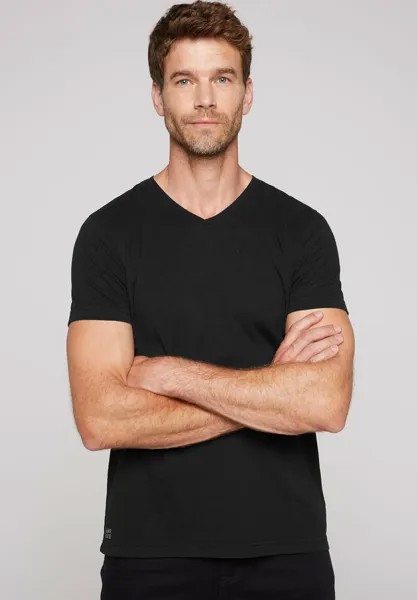 Футболка базовая V-NECK MIT FLAMMSTRUKTUR Camp David, цвет black