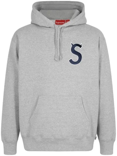 Supreme худи с логотипом, серый