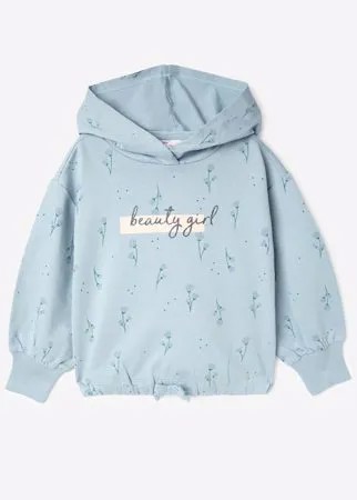 Синее худи oversize с принтом Lovely girl для девочки Gloria Jeans