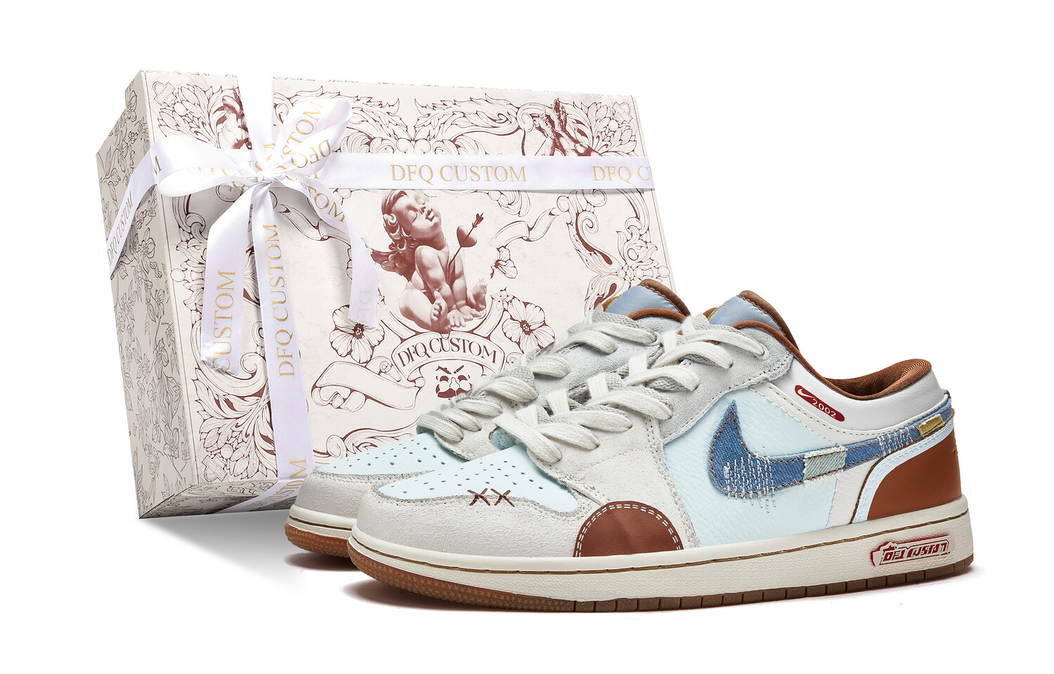 Кроссовки Air Jordan 1 Vintage Basketball Shoes Men Low-top White/blue, белый/синий