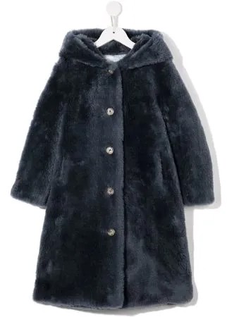 Yves Salomon Enfant single-breasted shearling hooded coat