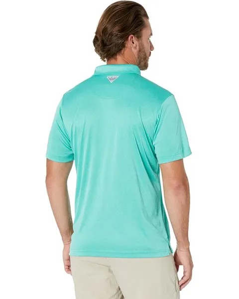 Поло Columbia Terminal Tackle Heather Polo, цвет Electric Turquoise Heather/Cool Grey Logo