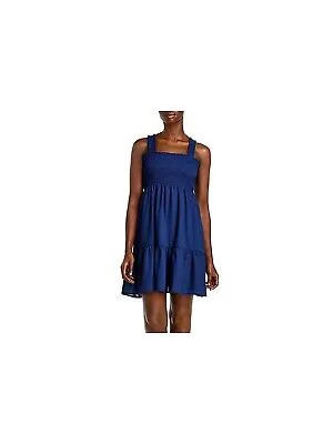 AQUA Женское темно-синее многоярусное платье без рукавов с квадратным вырезом, короткое, с завышенной талией, плюс 1X