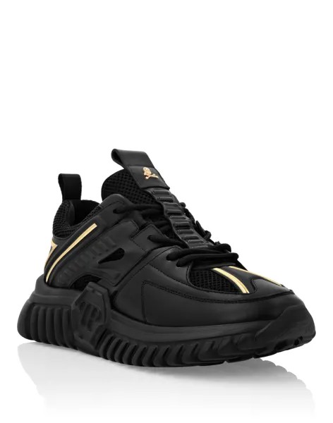 КРОССОВКИ SUPERSONIC Philipp Plein, цвет Black/Light Gold