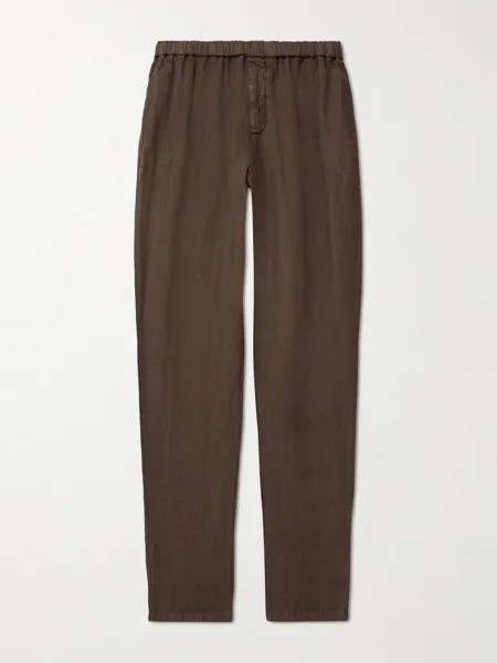 Прямые льняные брюки с кулиской BOGLIOLI, коричневый