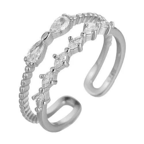 Кольцо WASABI jewell, циркон, размер 16.5, ширина 7 мм, серебряный