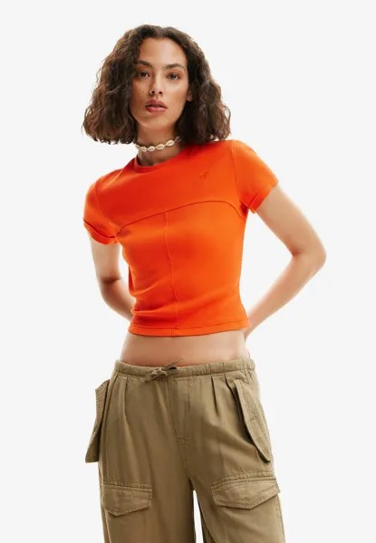 Базовая футболка PATCHWORK SEAMS Desigual, цвет orange
