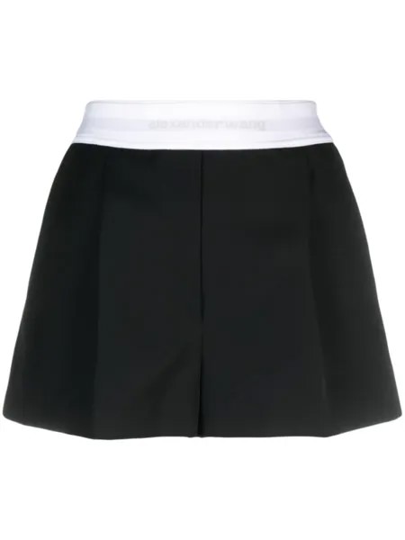 Шерстяные шорты с логотипом Alexander Wang, черный